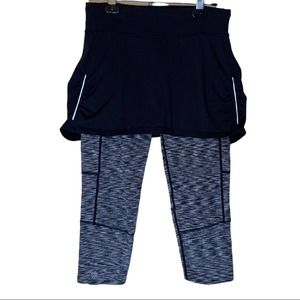 Athleta Womens Contender 2 in 1 Skirted Capri Leggings Black and Gray Size Small